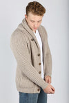 Winston & Co. Cobble Tan Brown Lambswool Shawl Collar Cardigan Sweater