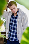 Winston & Co. Men's Linen Lambswool Wool Shawl Collar Cardigan Sweater