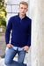 Navy Lambswool Quarter-Zip Pullover Sweater