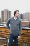Winston & Co. Men's Grey Lambswool Quarter Zip Pullover Sweater