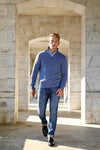 Light Blue Lambswool Quarter-Zip Pullover Sweater